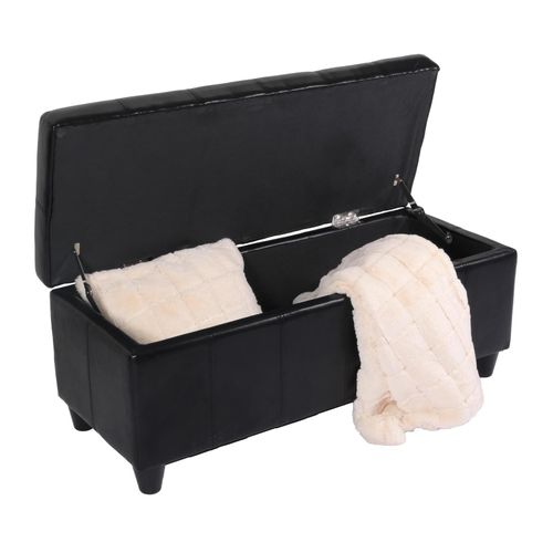 4057651059440 - Aufbewahrungs-Truhe Sitzbank Arezzo Leder + Kunstleder 112x45x45cm MVG-zertifiziert ~ schwarz