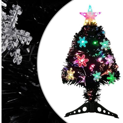 8720286361924 - Vidaxl - Weihnachtsbaum mit LED-Schneeflocken Schwarz 64 cm Fiberoptik Schwarz