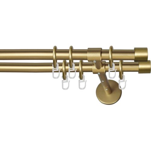 9002777144087 - Gardinenstange GARESA RUSTIKA Gardinenstangen Gr L 200 cm Ø 16 mm 2 läufig goldfarben (mattgoldfarben) Gardinenstangen nach Maß rustikale Vorhanggarnitur einfache Montage mit Verbinder verlängerbar