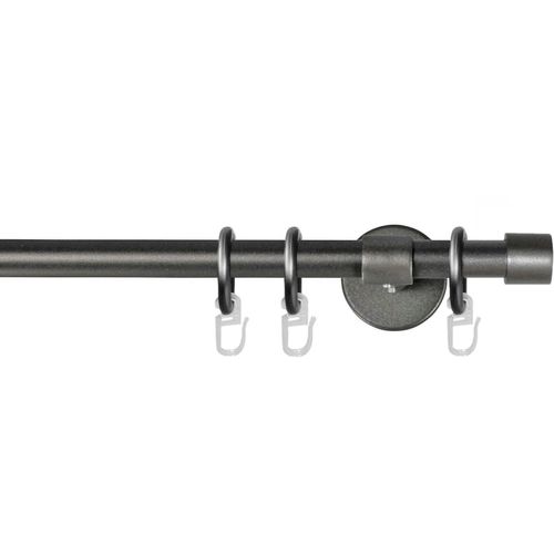 9002777143066 - Gardinenstange GARESA RUSTIKA Gardinenstangen Gr L 350 cm Ø 16 mm 1 läufig grau (graphit) Gardinenstangen nach Maß rustikale Vorhanggarnitur einfache Montage mit Verbinder verlängerbar