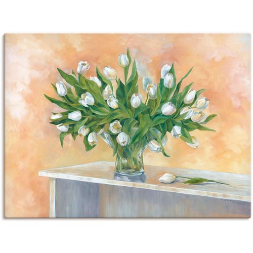 4062144591987 - Wandbild ARTLAND Weiße Tulpen Bilder Gr B H 40 cm x 30 cm Leinwandbild Querformat 1 St beige (naturfarben) Kunstdrucke als Alubild Leinwandbild Wandaufkleber oder Poster in versch Größen