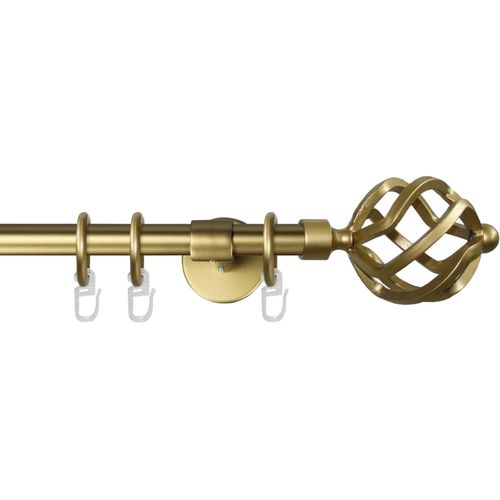 9002777138741 - Gardinenstange GARESA RUSTIKA Gardinenstangen Gr L 320 cm Ø 16 mm 1 läufig goldfarben (mattgoldfarben) Kinder Gardinenstangen für rustikale Vorhanggarnitur verlängerbar m Ringe Endknopf Korb