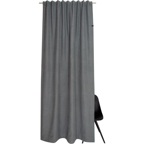 4005414469838 - Vorhang SCHÖNER WOHNEN-KOLLEKTION Solo Gr 2 grau B130cm H300cm Jacquard Baumwolle Polyester Gardinen mit Lederapplikation