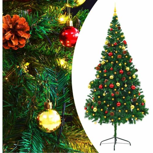 8720286017715 - Vidaxl - Künstlicher Weihnachtsbaum mit Beleuchtung & Kugeln Grün 210 cm Grün