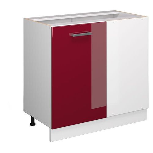 4066731044948 - Eckunterschrank Küchenschrank Küchenzeile R-Line 86 cm Weiß Bordeaux Tür Hochglanz