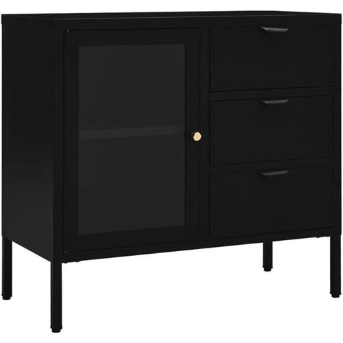 8720286564387 - Vidaxl - Sideboard Schwarz 75x35x70 cm Stahl und Hartglas Schwarz