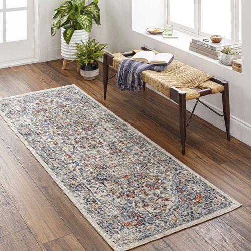 0889292373623 - Perseteppich Outdoor Indoor Terrasse Balkon Vintage Orient Blau und Beige 80 x 220 cm - Surya 0889292373623 - Perseteppich Outdoor Indoor Terrasse Balkon Vintage Orient Blau und Beige 80 x 220 cm - Surya