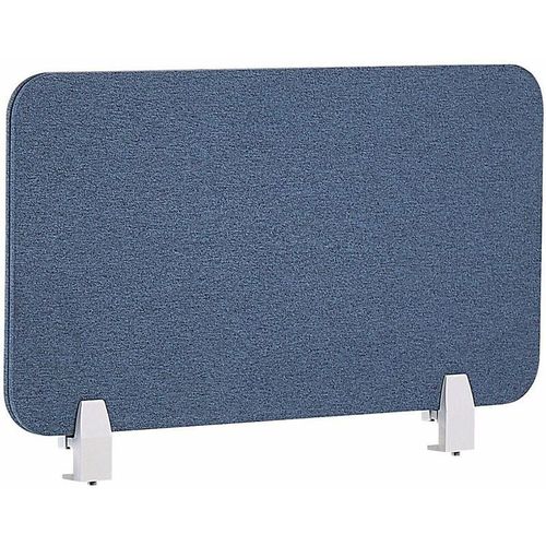 4251682263054 - Beliani - Schreibtisch Trennwand Blau Stoff pet Kunststoff 72 x 40 cm zum Aufstellen Klemmen Schallschutz Sichtschutz Pinnwand Büro Home Office