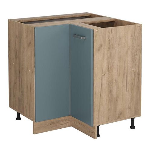 4066731344161 - Eckunterschrank Küchenschrank R-Line Solid Eiche Blau Grau 87 cm modern