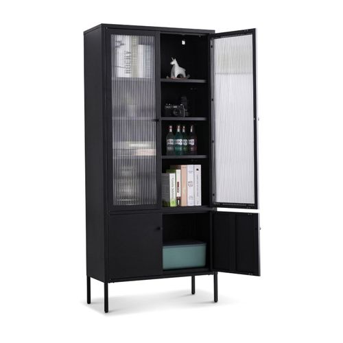 4260360010989 - Coemo - Vitrine Tokio aus Metall mit Glastüren Schwarz - Schwarz 4260360010989 - Coemo - Vitrine Tokio aus Metall mit Glastüren Schwarz - Schwarz