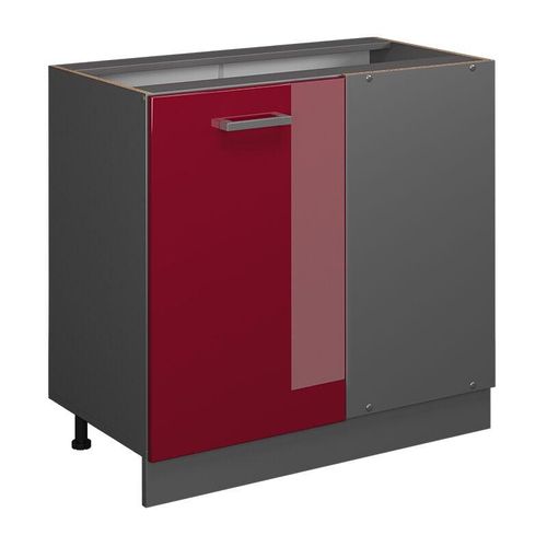 4066731395651 - Eckschrank R-Line Bordeaux Hochglanz 86 cm  AP Anthrazit Vicco