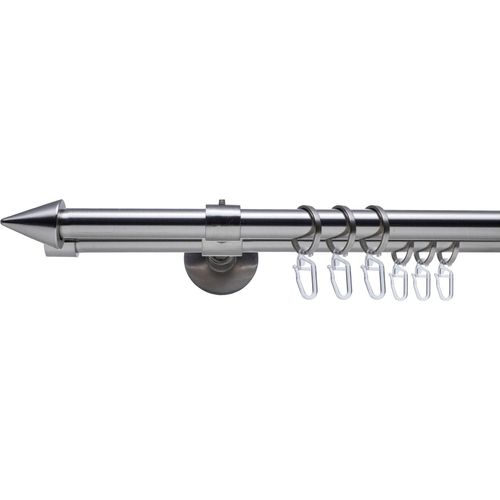 4016318385582 - Gardinenstange Stilgarnitur Komplettgarnitur 16 m Kegel Set Gardinenstangen Gr L 200 cm Ø 16 mm 1 St 2 läufig silberfarben (edelstahlfarben) Gardinenstangen Gardinenstange Komplett