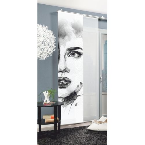 4011714135199 - Schiebegardine HOME WOHNIDEEN FACE RIGHT grau B60cm H245cm Polyester Gardinen HxB 245x60 inkl Befestigungszubehör
