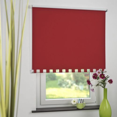 4016318390852 - Seitenzugrollo Kettenzugrollo Volantrollo Rollo Eckig Verdunklung 72 x 180 cm rot für Fenster