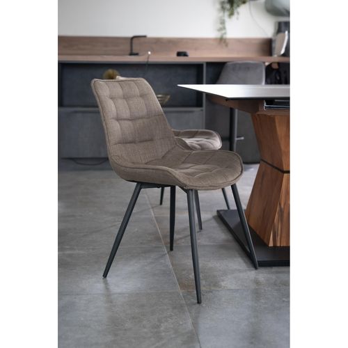 4058166266446 - Polsterstuhl Esszimmer Webstoff ikalo Farbe Grau Braun Menge 6 Stuhl Polsterstuhl Esszimmerstuhl Esszimmerstühle - Home Deluxe