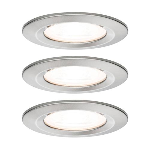 4000870934760 - LED Einbauleuchte 3-Step-Dim Nova Basisset starr IP44 rund 78mm GU10 3x65W 3x460lm 230V dimmbar 2700K Eisen gebürstet