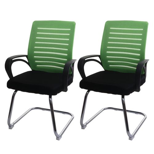 4057651887807 - 2er-Set Konferenzstuhl MCW-K51 Besucherstuhl Freischwinger 150kg belastbar Stoff Textil ~ grün