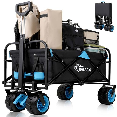 4260595755624 - Faltbarer Bollerwagen Offroad Camping Edition bis 200 kg - Schwarz   Blau