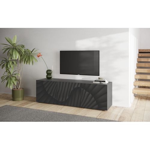 4068222693291 - Lowboard INOSIGN Snake Breite 181 cm modernes TV-Board mit 3 Türen TV-Möbel Sideboards Gr B H T 181 cm x 68 cm x 42 cm anthrazit mit siebdruck Lowboards TV-Kommode TV-Schrank Front besonderem Siebdruck