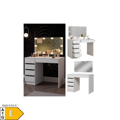 4066731366224 - Livinity Schminktisch Thalia Weiß Hochglanz 100 cm mit LED-Beleuchtung 4066731366224 - Livinity Schminktisch Thalia Weiß Hochglanz 100 cm mit LED-Beleuchtung