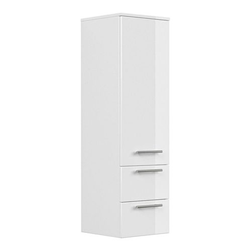 4251461520606 - Hochschrank 120 cm weiss hochglanz mit Glaseinlagen