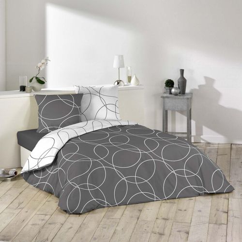 4059865088933 - 3tlg Mikrofaser Bettwäsche 240x220 grau Kreis Bettdecke Übergröße Bett King Size 4059865088933 - 3tlg Mikrofaser Bettwäsche 240x220 grau Kreis Bettdecke Übergröße Bett King Size