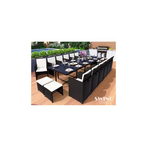 4054748013293 - Swing&Harmonie Vegas Polyrattan Sitzgruppe Esstisch Lounge Gartenmöbel Essgruppe Sitzgarnitur Set - versch Ausführungen