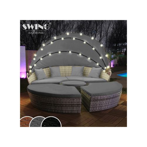 4054748008459 - Swing&Harmonie LED - Sonneninsel Rattan Lounge Polyrattan Sitzgruppe Liege Insel inkl Abdeckcover - versch Ausführungen 4054748008459 - Swing&Harmonie LED - Sonneninsel Rattan Lounge Polyrattan Sitzgruppe Liege Insel inkl Abdeckcover - versch Ausführungen