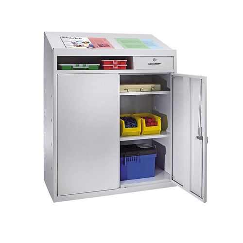 8697653670142 - eurokraft basic Werkzeugschrank mit Schreibpult HxBxT 1220 x 915 x 457 mm lichtgrau ab 3 Stk 8697653670142 - eurokraft basic Werkzeugschrank mit Schreibpult HxBxT 1220 x 915 x 457 mm lichtgrau ab 3 Stk