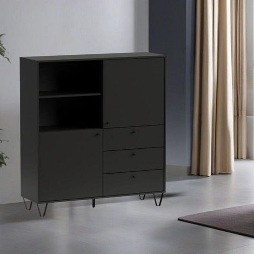 0711709075793 - Toscohome - Sideboard mit Türen Schubladen und offenem Fach anthrazit 1236x135H cm - aldo