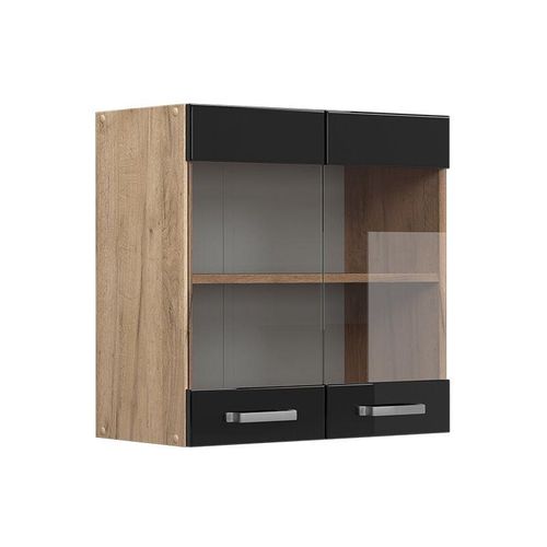 4066731344512 - Glashängeschrank Küchenschrank R-Line Solid Eiche Schwarz 60 cm modern