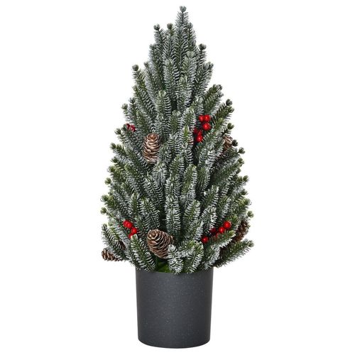 4251774919999 - Künstlicher Weihnachtsbaum für den Tisch mit künstlicher Schneeoptik grün Ø27 x 47H cm Weihnachtsbaum künstlich Tischbaum LED Kunsttanne Christbaum