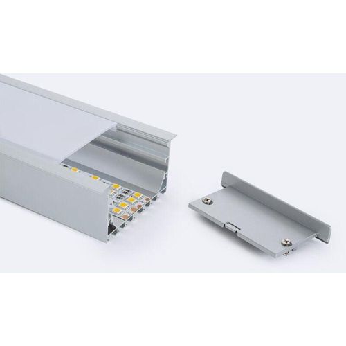 8445044148417 - Efectoled - Aluminiumprofil Einbau 2m mit durchgehender Abdeckung für LED-Streifen bis 45 mm 2 m