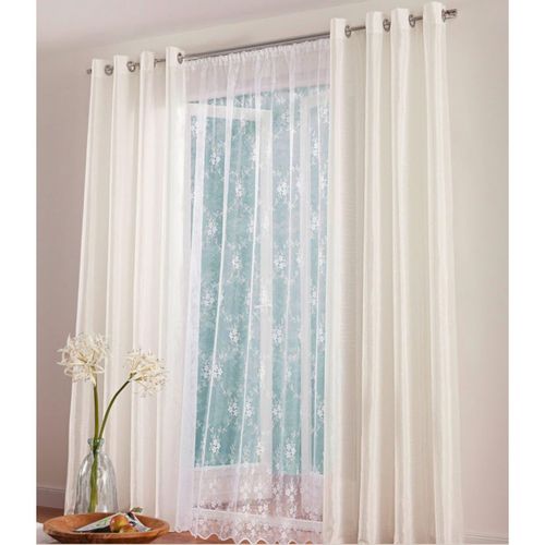 4250781496134 - 2x Gardine mit Blumenabschluss -175x160cm 4250781496134 - 2x Gardine mit Blumenabschluss -175x160cm