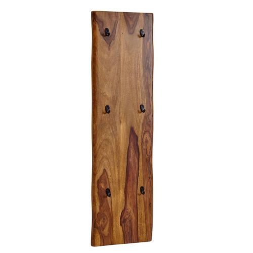 4251757703676 - WOHNLING Wandgarderobe Holz Metall 140 cm Garderobe Flur Hakenleiste Massivholz