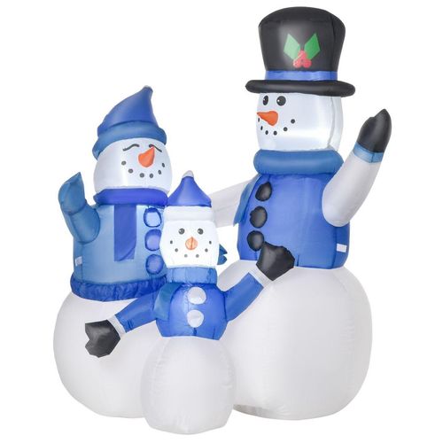 4250871259205 - LED Schneemannfamilie aufblasbar weiß blau 100 x 55 x 120 cm (LxBxH) Selbstaufblasbare Dekoration LED Weihnachtsdeko