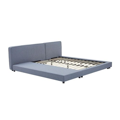 4058166293367 - HOME DELUXE Bett mit Ablage GALAXIS – 140 x 200 cm Grau mit Matratze H2 H3