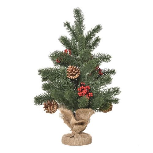 4251774919159 - Künstlicher Weihnachtsbaum für den Tisch mit Sockel in Sackleine verpackt grün Ø28 x 50H cm Weihnachtsbaum künstlich Tischbaum LED Kunsttanne Christbaum