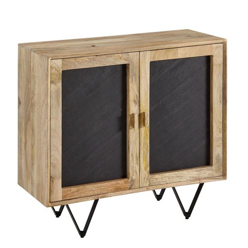 4251745799650 - Sideboard Mangoholz Stauraum anthrazitfarbene Türfronten 80x75x35 cm