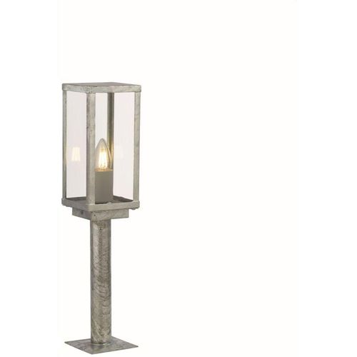 4255596670229 - Licht-erlebnisse - Stehleuchte außen Metall Glas 50 cm hoch IP44 in Silber E27 eckig Modern Außenlampe - Silber