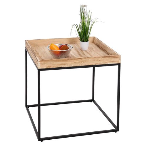 4057651921624 - Beistelltisch MCW-K71 Kaffeetisch Couchtisch Tisch FSC-zertifiziert Paulownia-Holz Metall 60x60x60cm ~ naturfarben