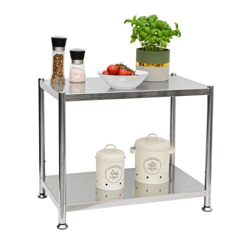 4057216045277 - Shelfr - 2 Ebenen Edelstahl Regal - 61x36x50 Schwerlastregal bis 60kg - Metallregal Küche - silber 4057216045277 - Shelfr - 2 Ebenen Edelstahl Regal - 61x36x50 Schwerlastregal bis 60kg - Metallregal Küche - silber