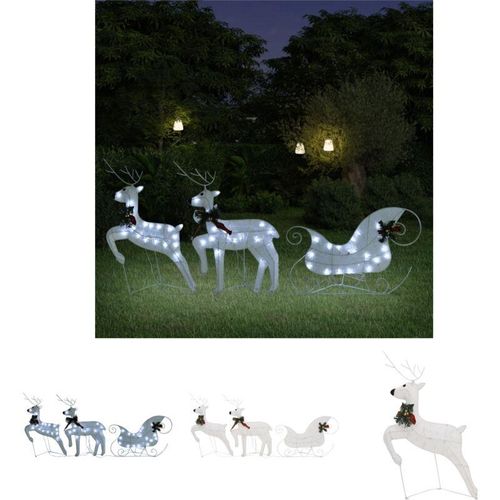 8721032019366 - Mumu - The Living Store Rentier mit Schlitten Weihnachtsdekoration 60 LEDs Outdoor Weiß - Weihnachtsbeleuchtung