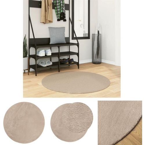 8721194059057 - The Living Store Teppich HUARTE Kurzflor Weich und Waschbar Sandfarben Ø 100 cm - Teppiche