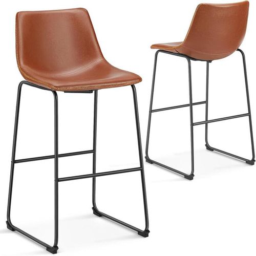 0765053385756 - Barhocker 2er Set Moderner Stil Barstuhl mit Sitzkissen Aus Pu-leder Und Metallbein Bar Stool mit lehne 76 cm Geeignet für Die Bar Die Küche und