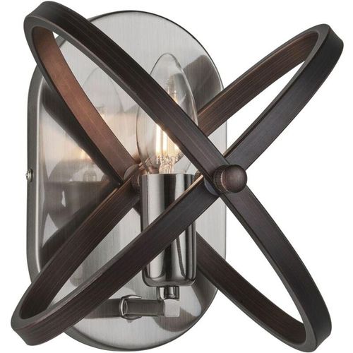 4255596674142 - Licht-erlebnisse - Wandlampe Metall E14 23 cm breit Zinn Schwarz Rustikal Wandleuchte - Zinn Schwarz