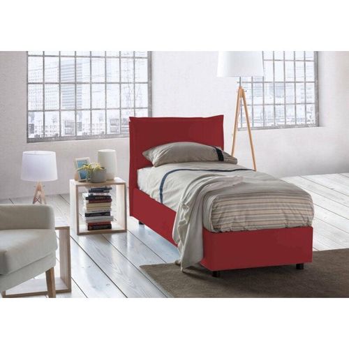 8052773599429 - Einzelbett Penelope Containerbett mit Stoffbespannung 100% Made in Italy Frontöffnung mit Matratze Cm 90x190 enthalten Rot - Talamo Italia