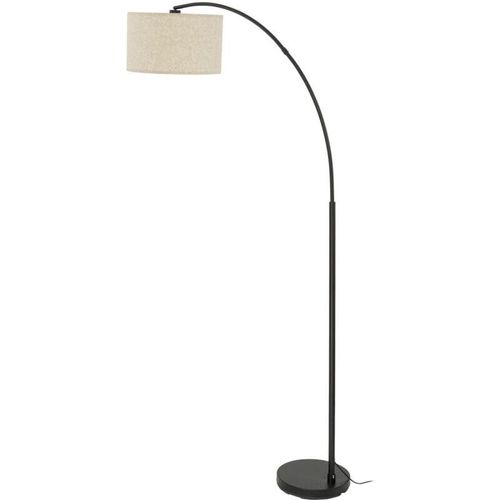 4255596704085 - Licht-erlebnisse - Bogenleuchte Metall Stoff verstellbar 200 cm Schwarz Beige E27 Modern - Schwarz Beige