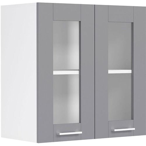 4051814430220 - Küchenschrank hängend Maße ca H 60 x B 80 x T 31 cm Hängeschrank mit zwei Drehtüren im Landhaus Stil Küchenschrank mit Glas Küchenmöbel – Colura