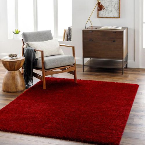 0889292486965 - SURYA Teppich Hochflor Wohnzimmer Soft Weich Shaggy Einfarbig Rot 200 x 275 cm